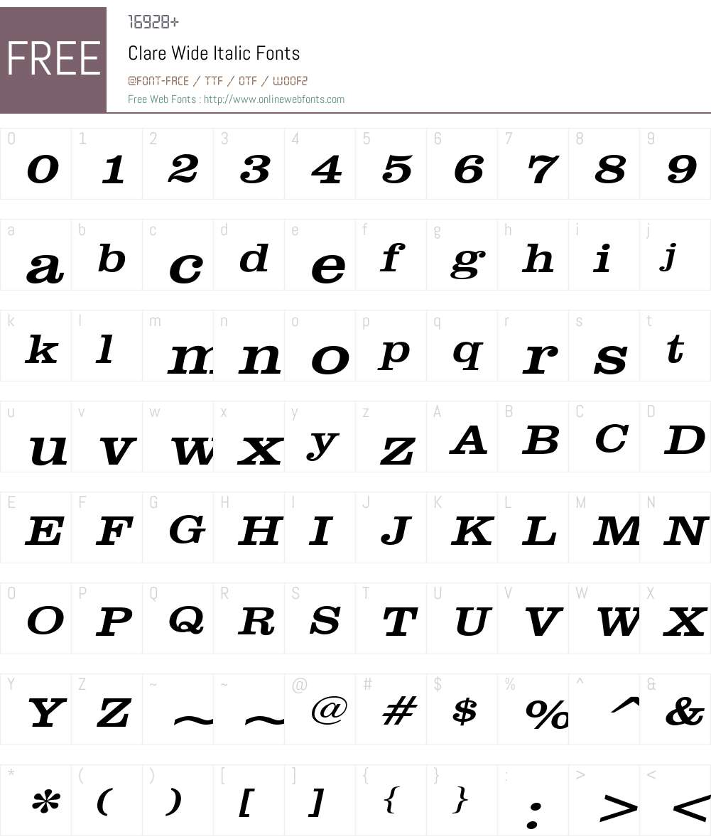 Clare Wide Font Screenshots