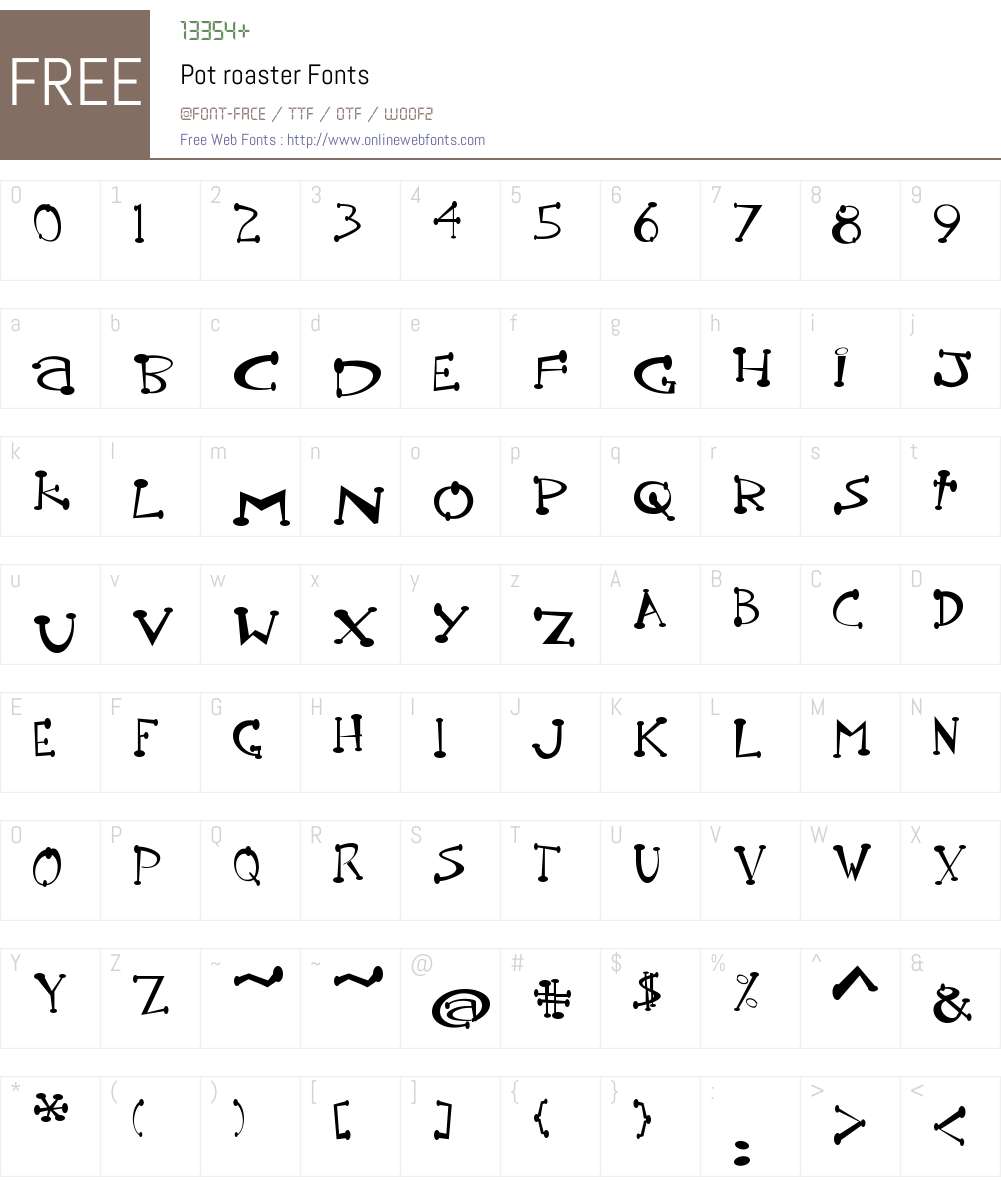 Pot roaster Font Screenshots