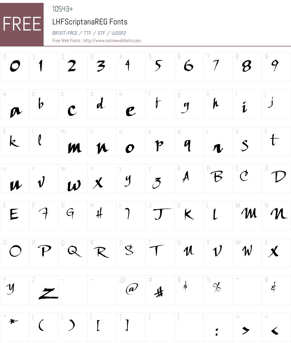 LHFScriptanaREG Font Screenshots