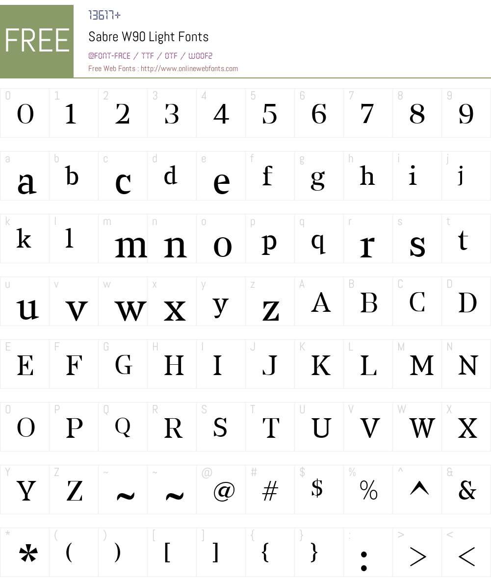 Sabre Font Screenshots