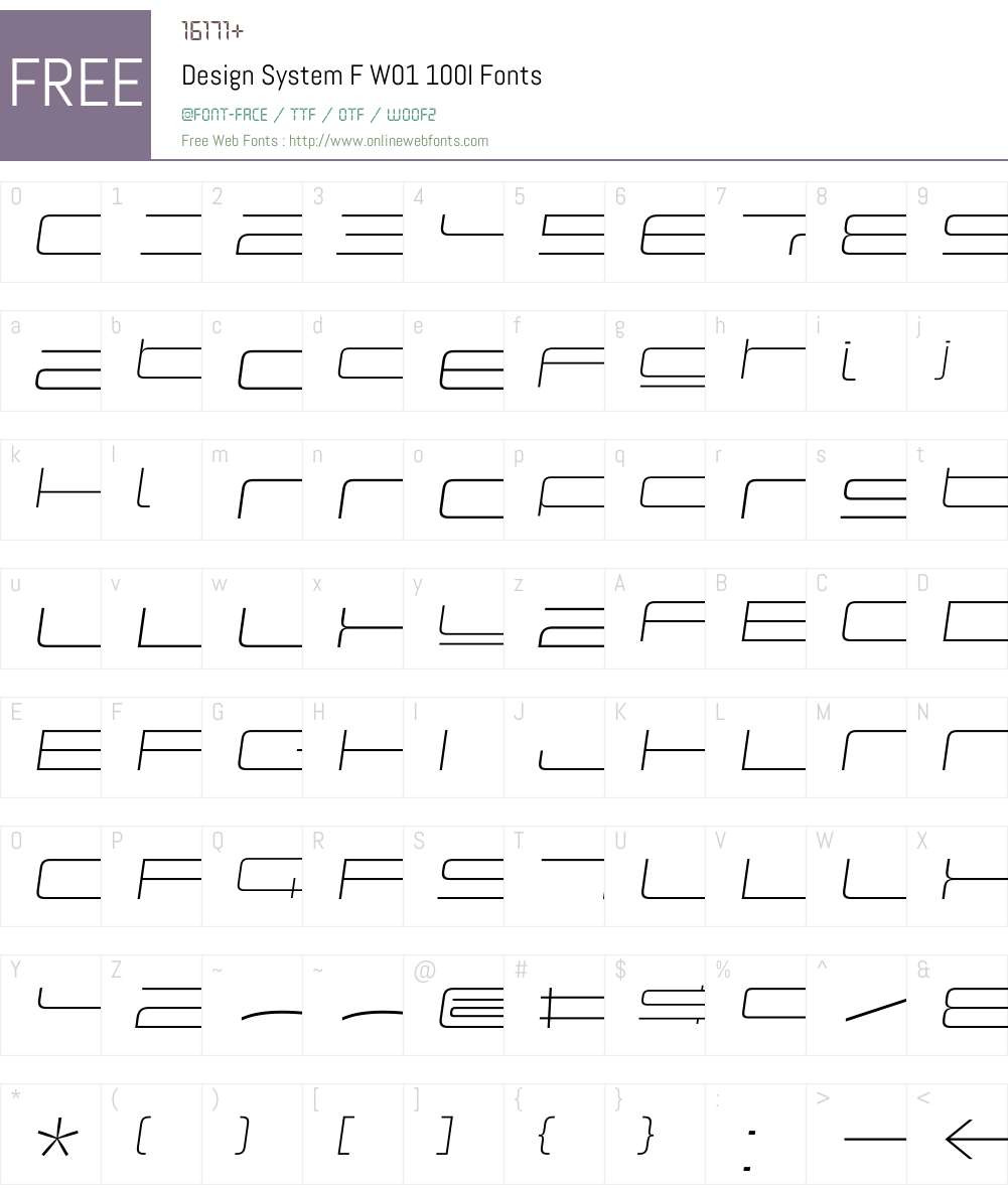 DesignSystemFW01-100I Font Screenshots