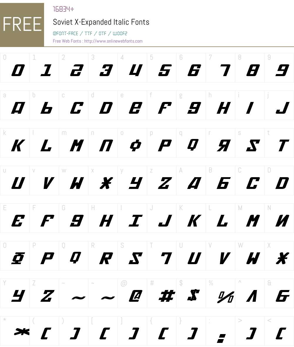Soviet X-Expanded Italic Font Screenshots