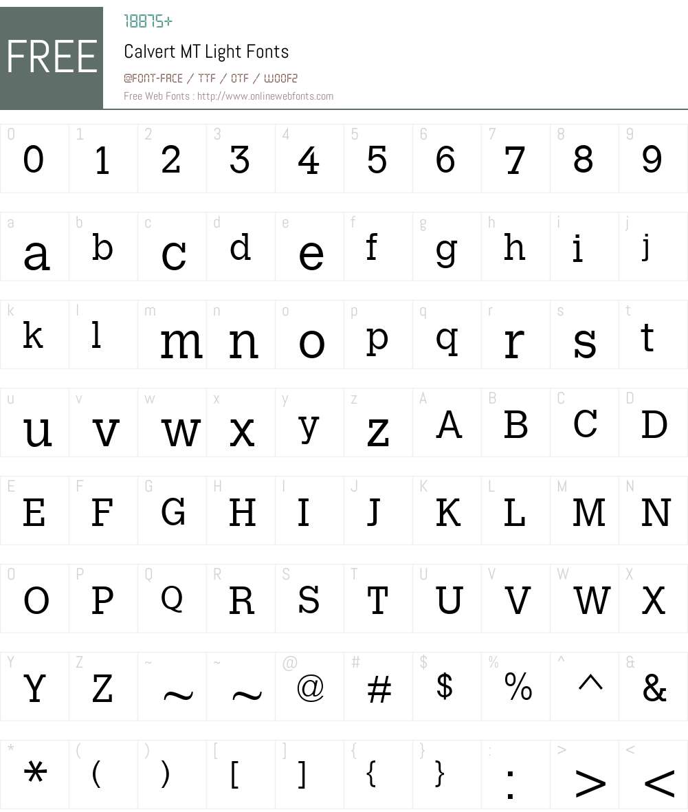 Calvert MT Light Font Screenshots