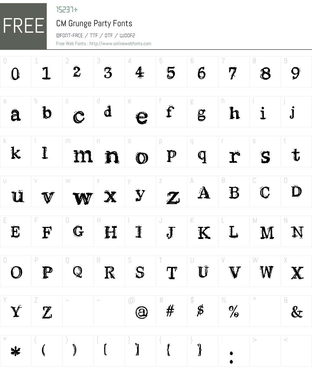 CM Grunge Party Font Screenshots