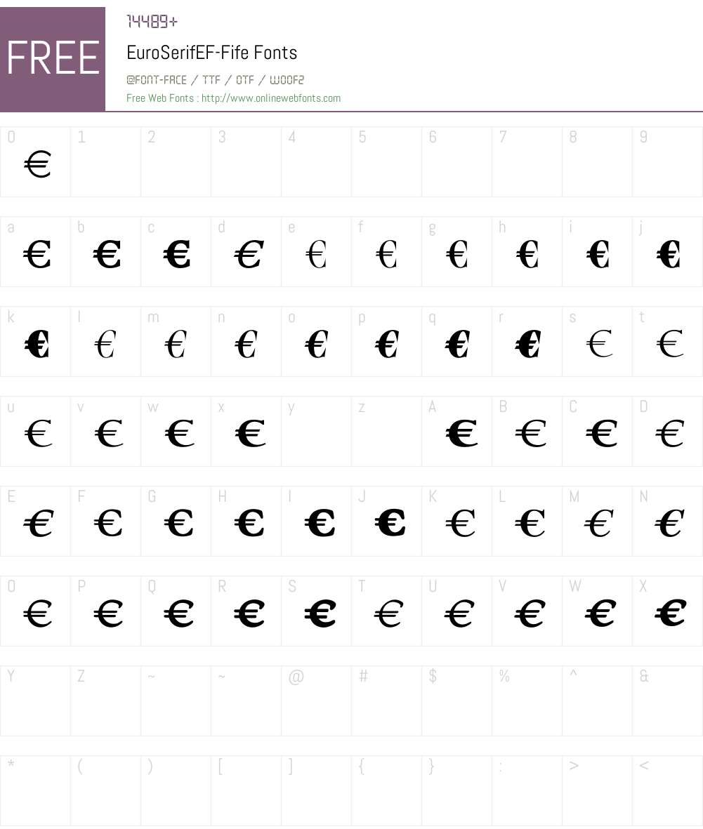 EuroSerifEF Font Screenshots