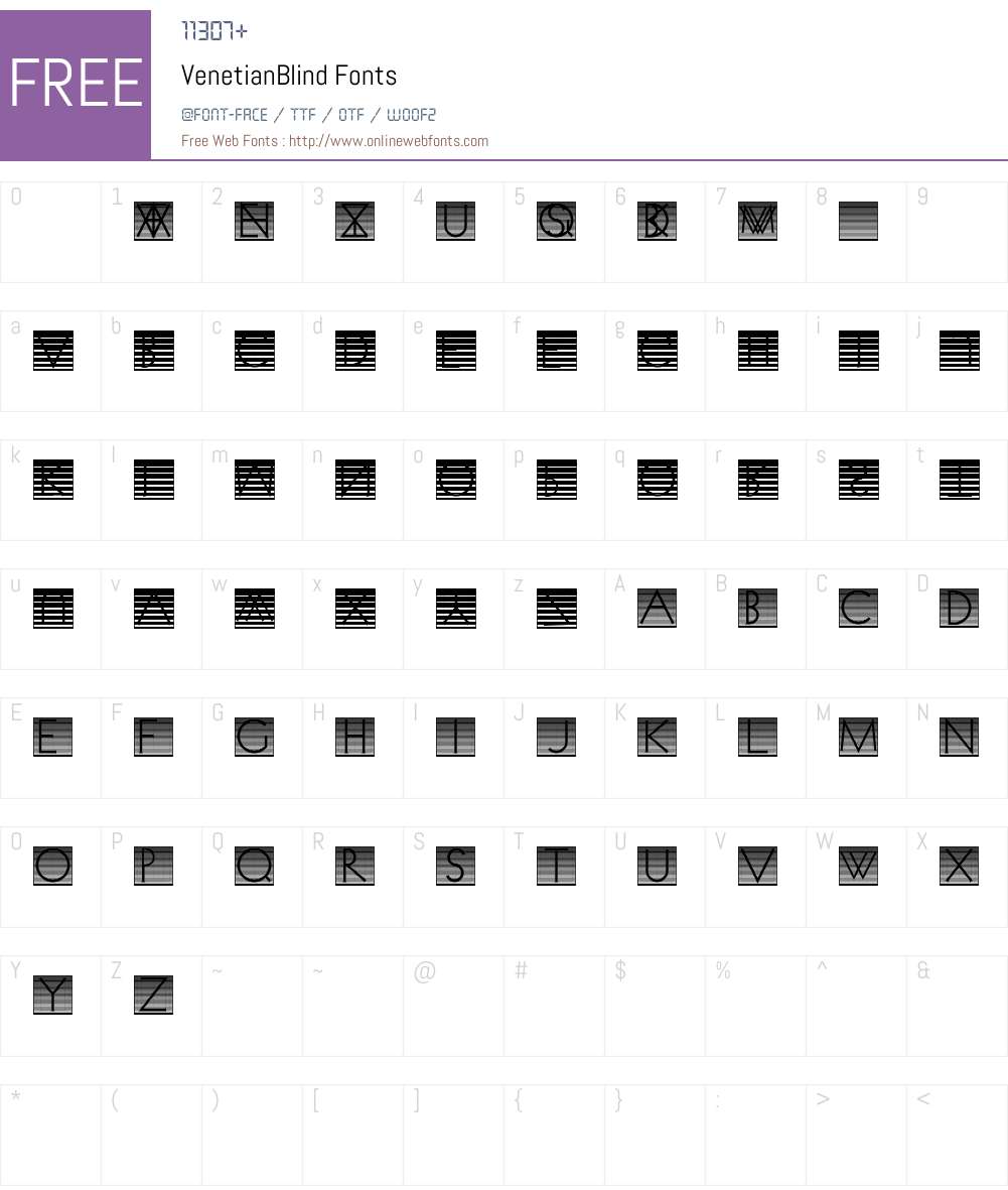 VenetianBlind Font Screenshots