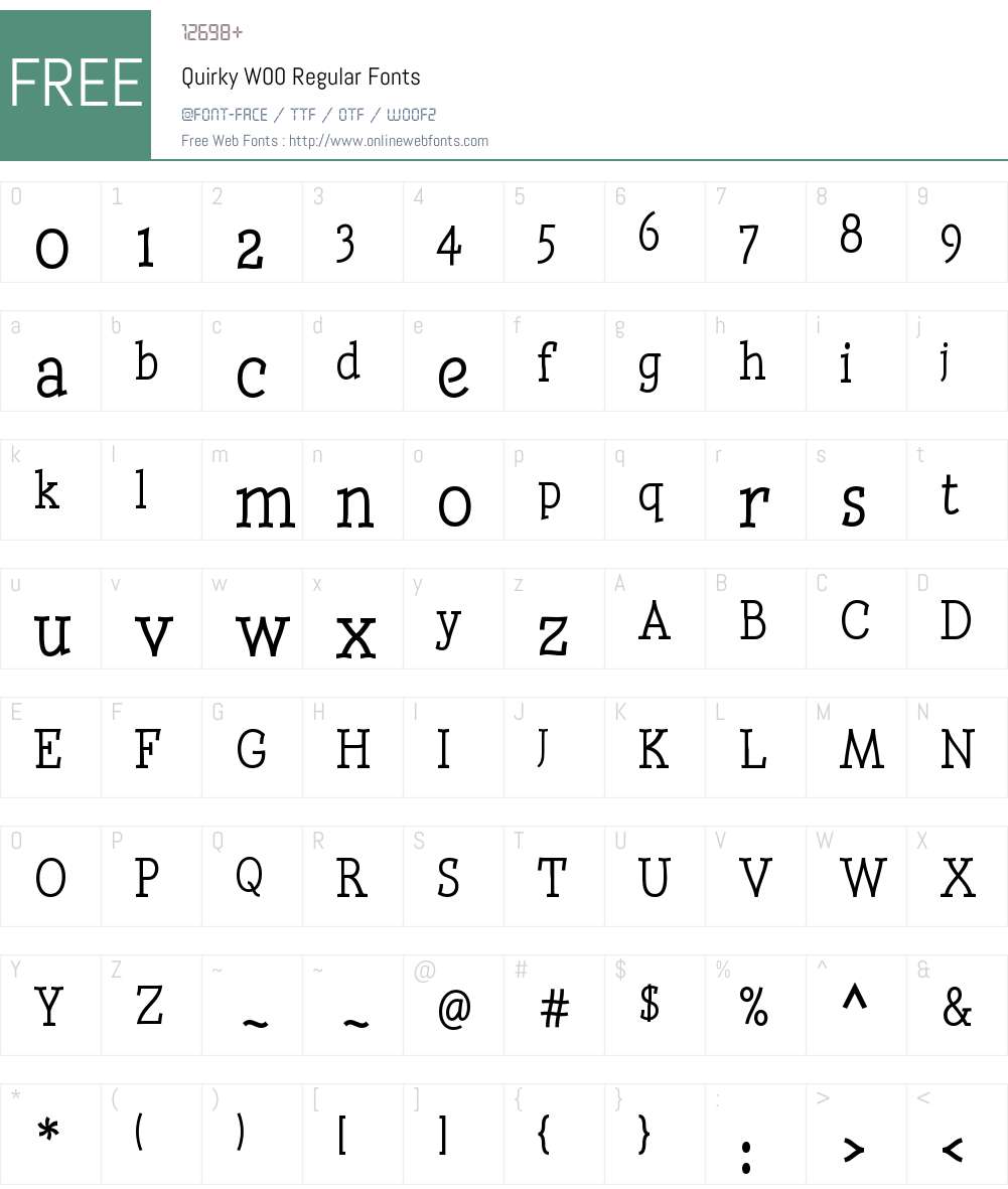 QuirkyW00-Regular Font Screenshots