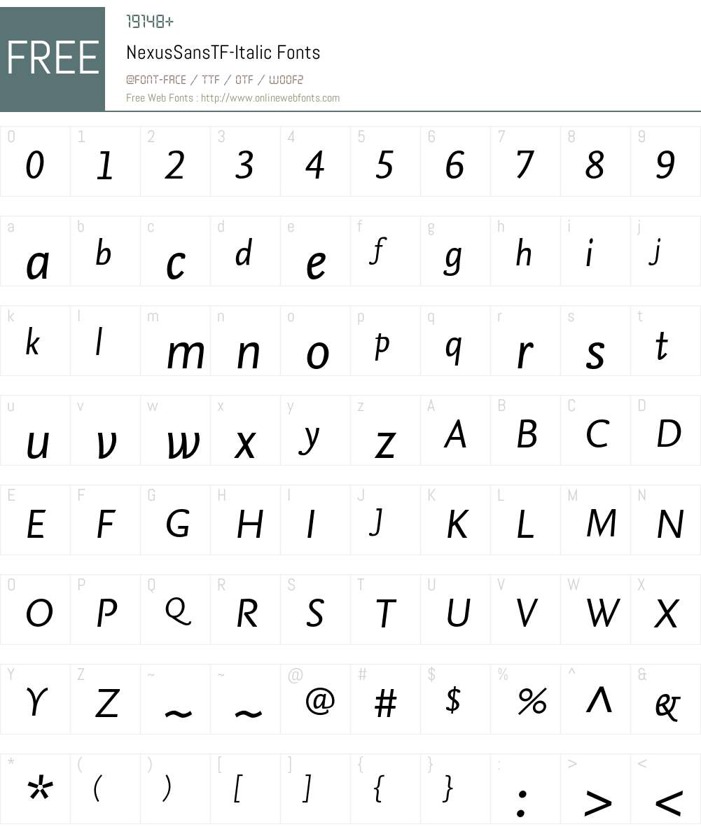 NexusSansTF-Italic Font Screenshots