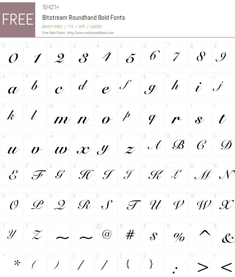 Bitstream Roundhand Font Screenshots