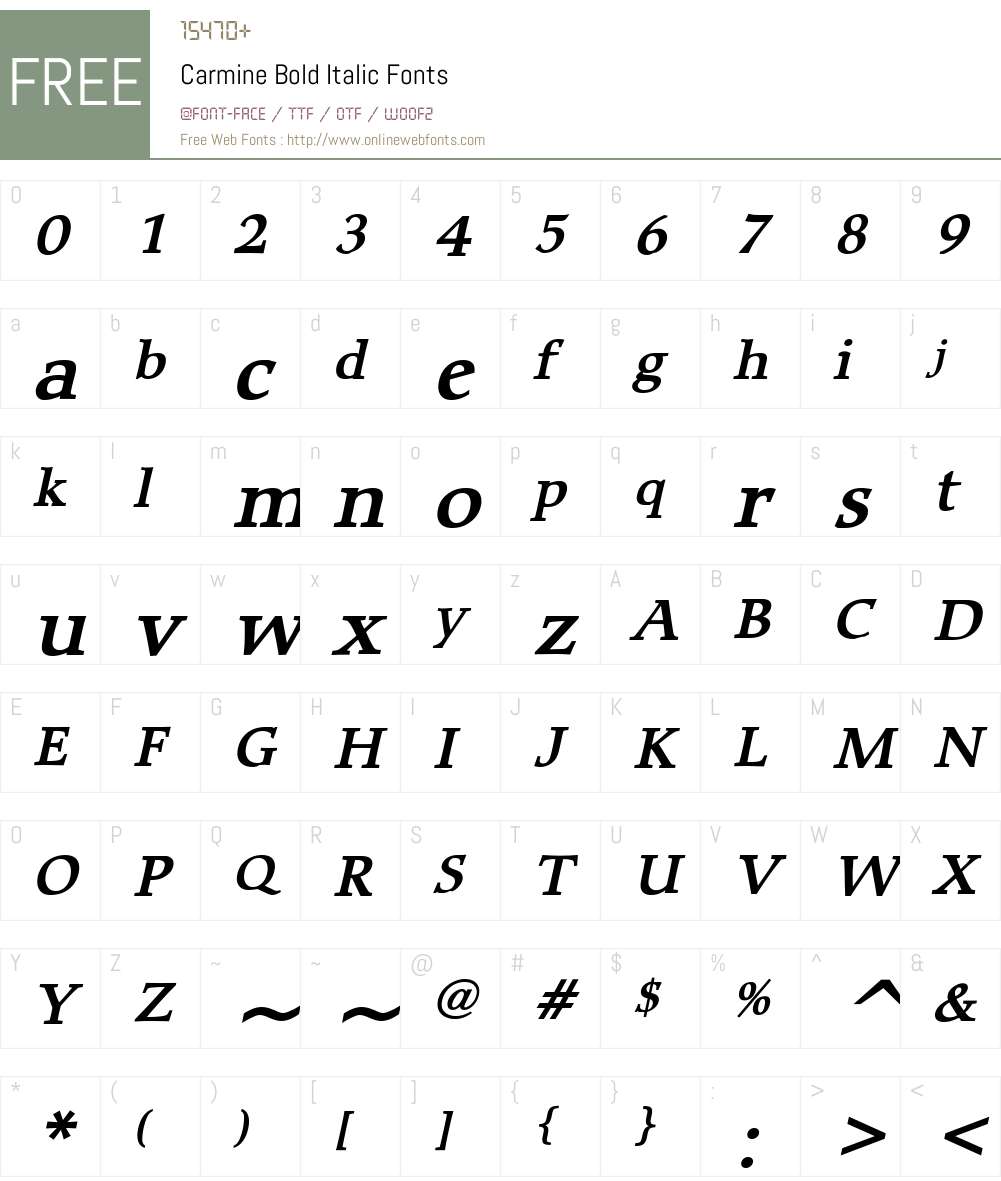 Carmine Font Screenshots