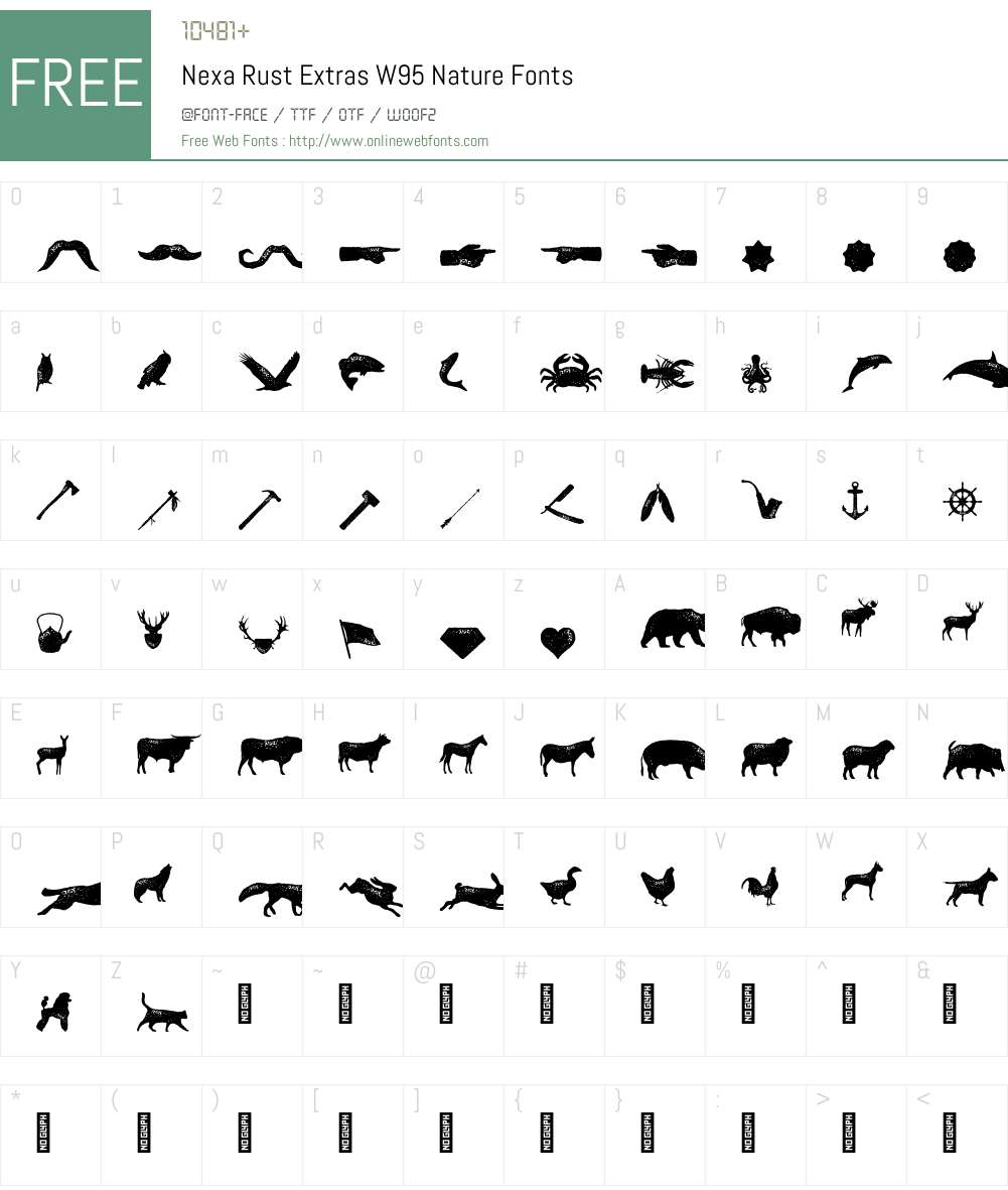 NexaRustExtrasW95-Nature Font Screenshots