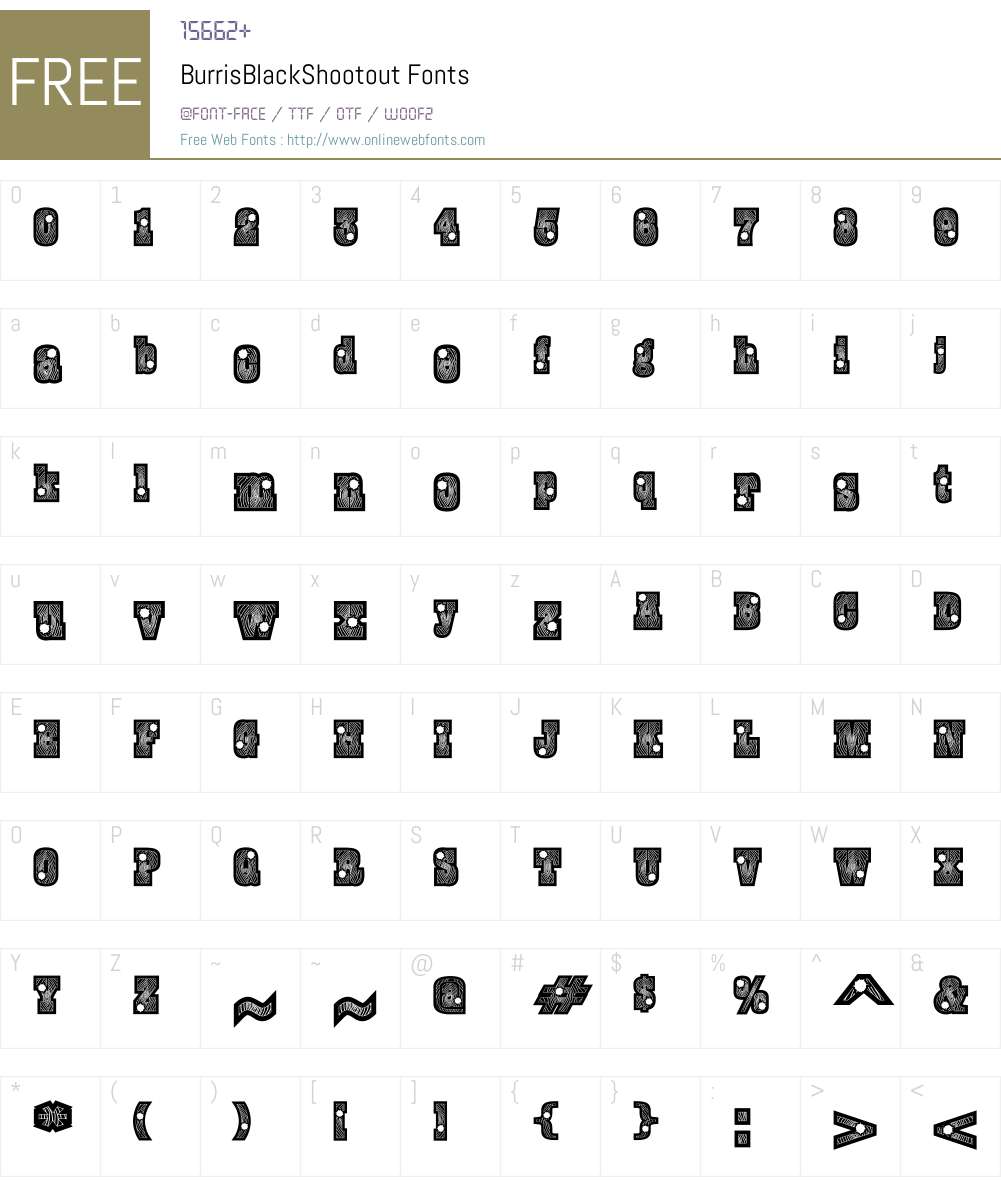 BurrisBlackShootout Font Screenshots