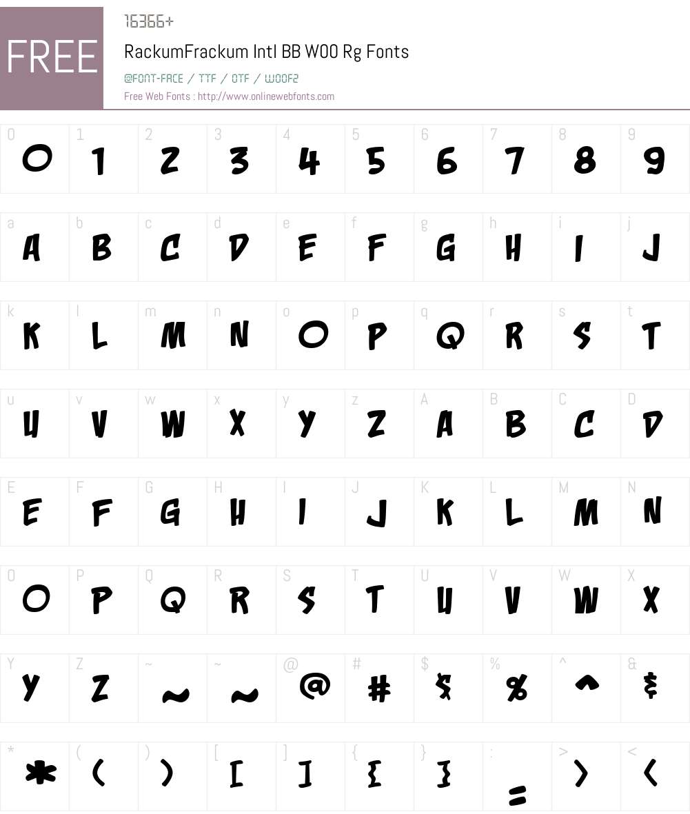 RackumFrackum Intl BB Font Screenshots