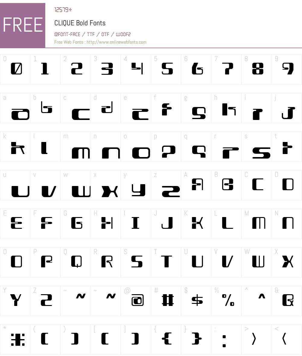 CLIQUE Bold Font Screenshots