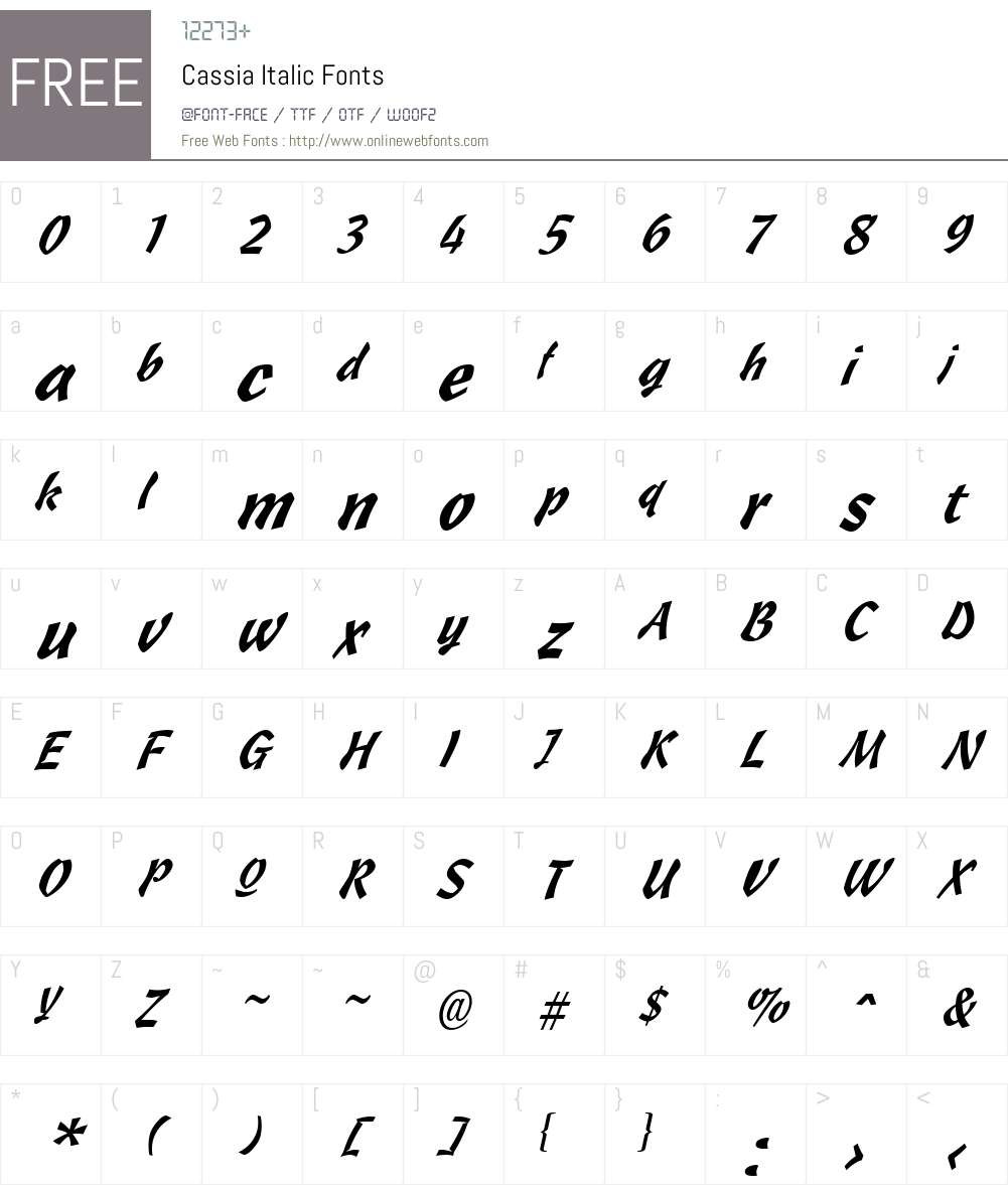 Cassia Font Screenshots