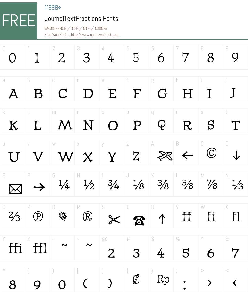 JournalTextFractions Font Screenshots