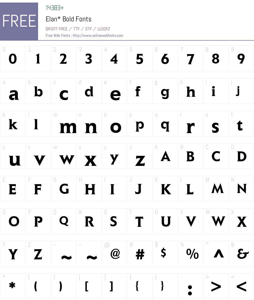 Elan BQ Font Screenshots