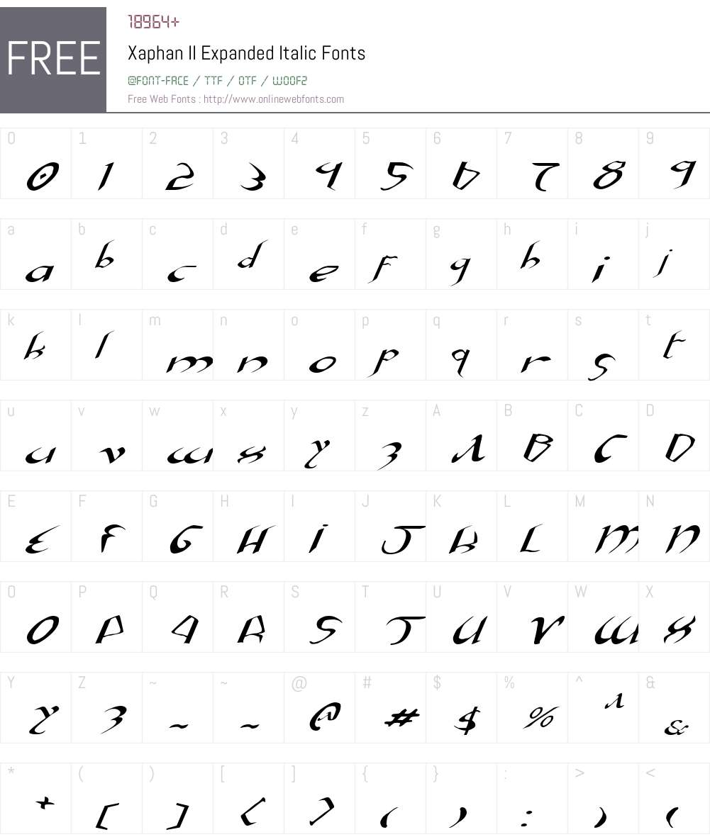 Xaphan II Expanded Italic Font Screenshots