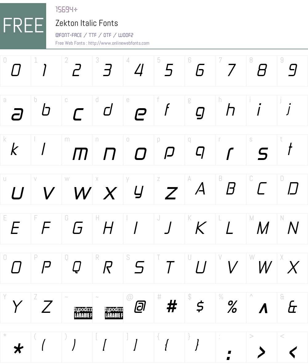Zekton Font Screenshots