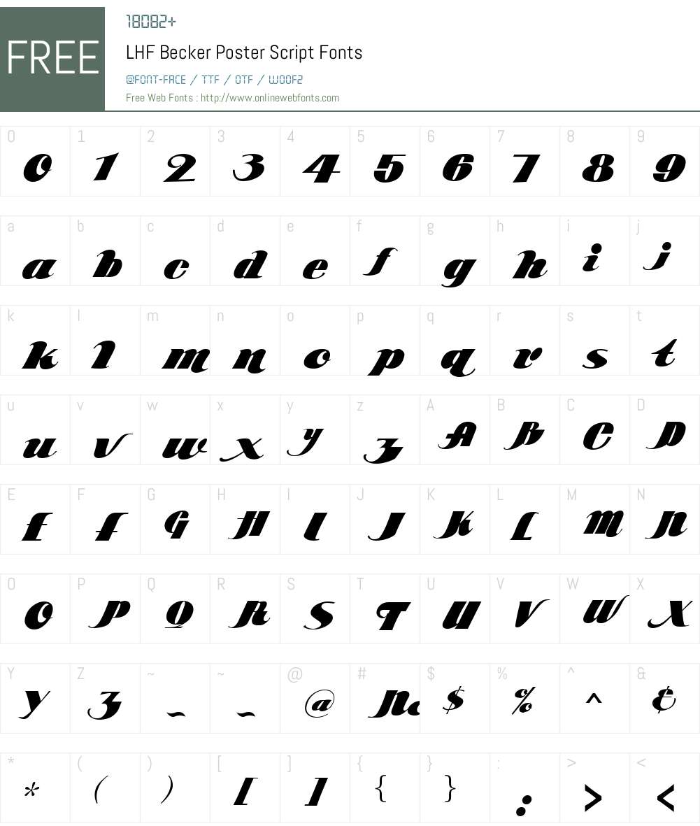 LHF Becker Poster Script Font Screenshots