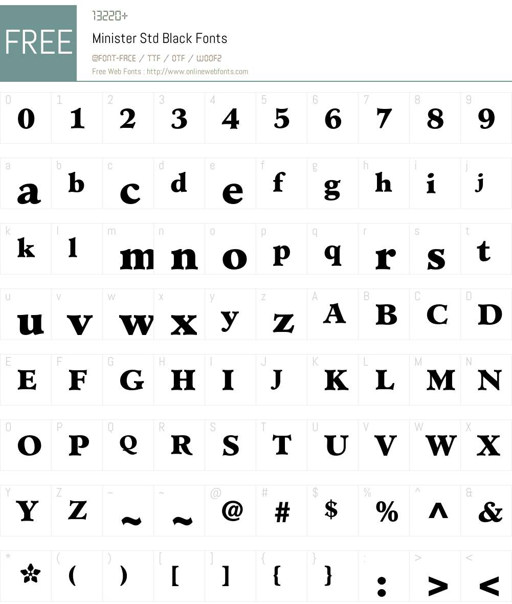 Minister Std Font Screenshots