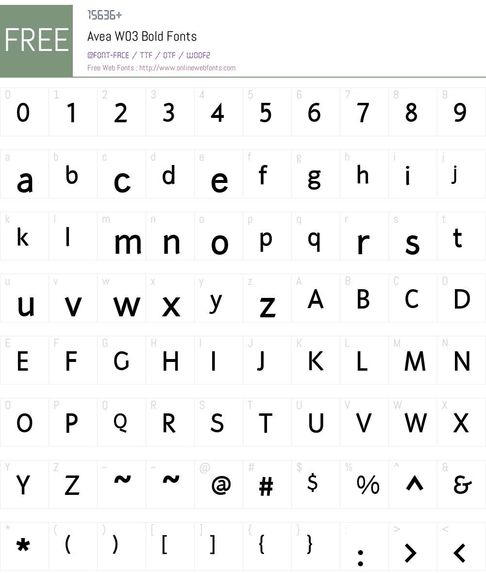Avea Font Screenshots