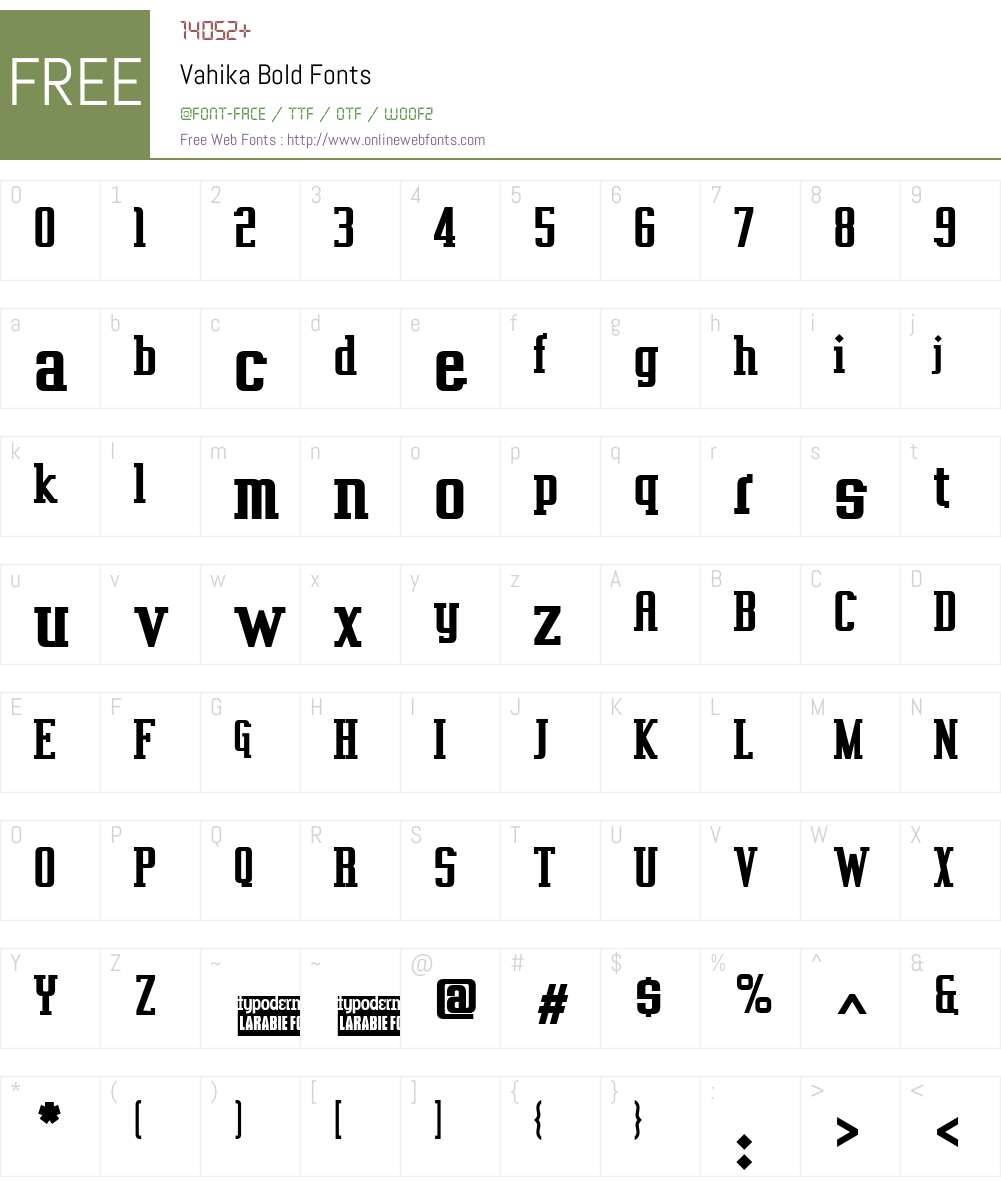 Vahika Font Screenshots