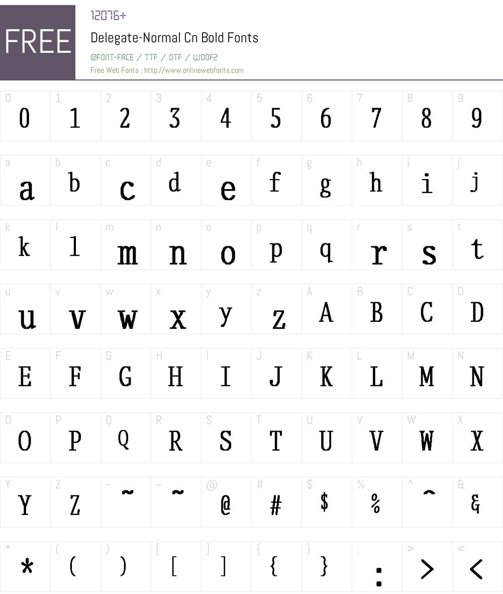 Delegate-Normal Cn Bold Font Screenshots