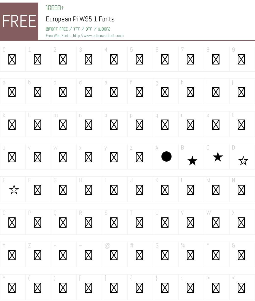 EuropeanPiW95-1 Font Screenshots