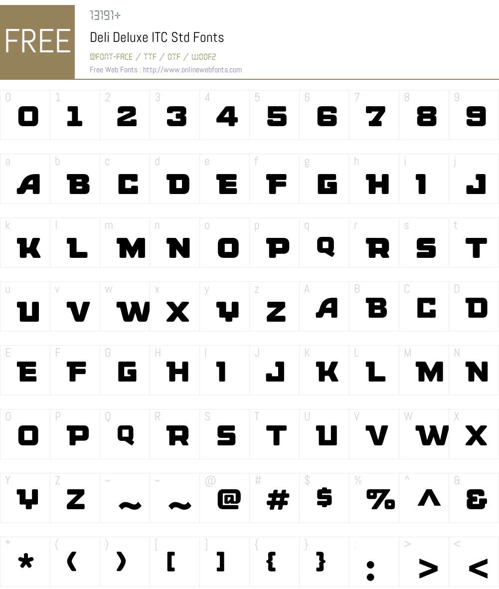 Deli Deluxe ITC Std Font Screenshots