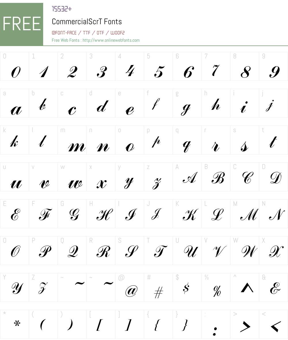 CommercialScrT Font Screenshots
