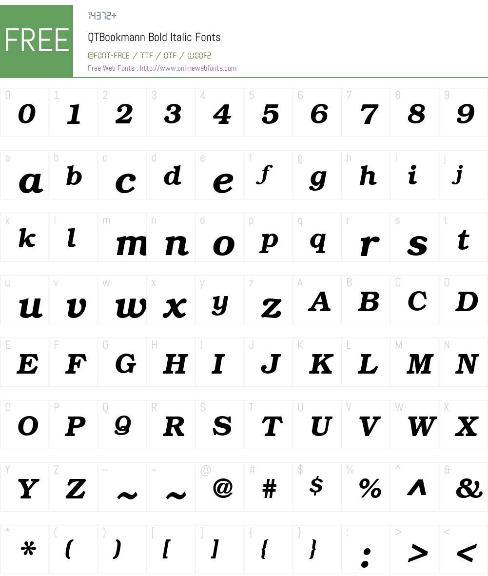 QTBookmann Font Screenshots