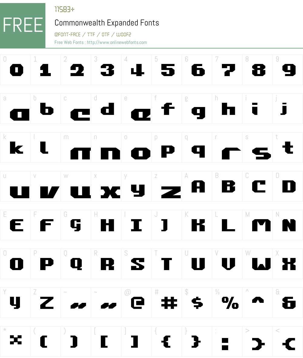 Commonwealth Expanded Font Screenshots