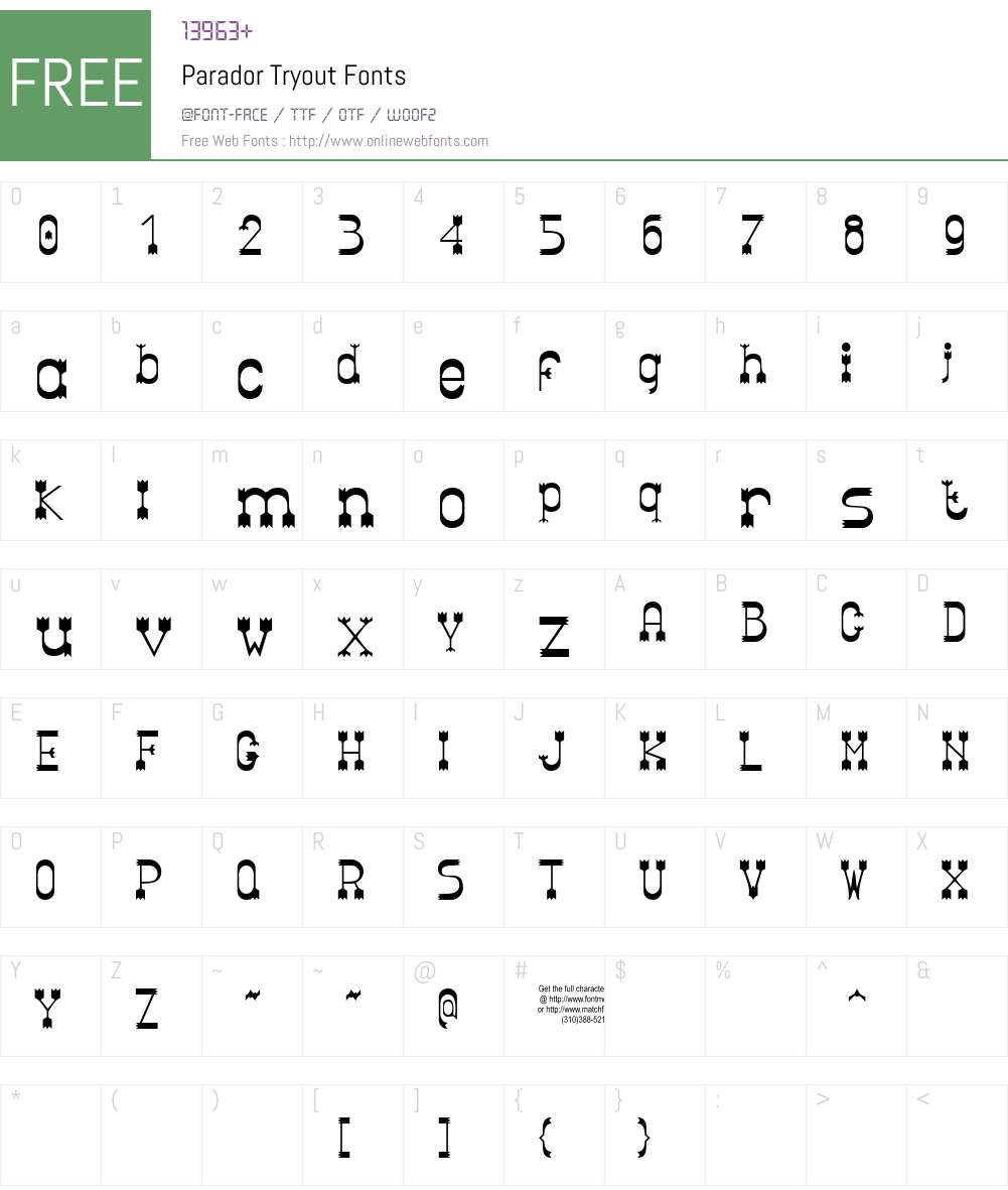 Parador Tryout Font Screenshots