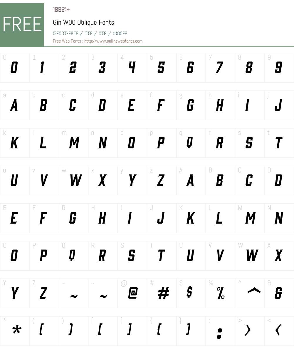 GinW00-Oblique Font Screenshots