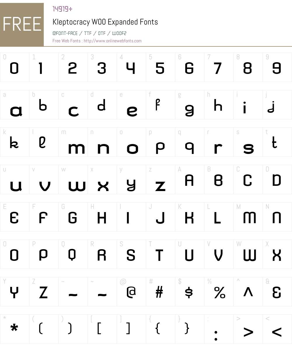 KleptocracyW00-Expanded Font Screenshots