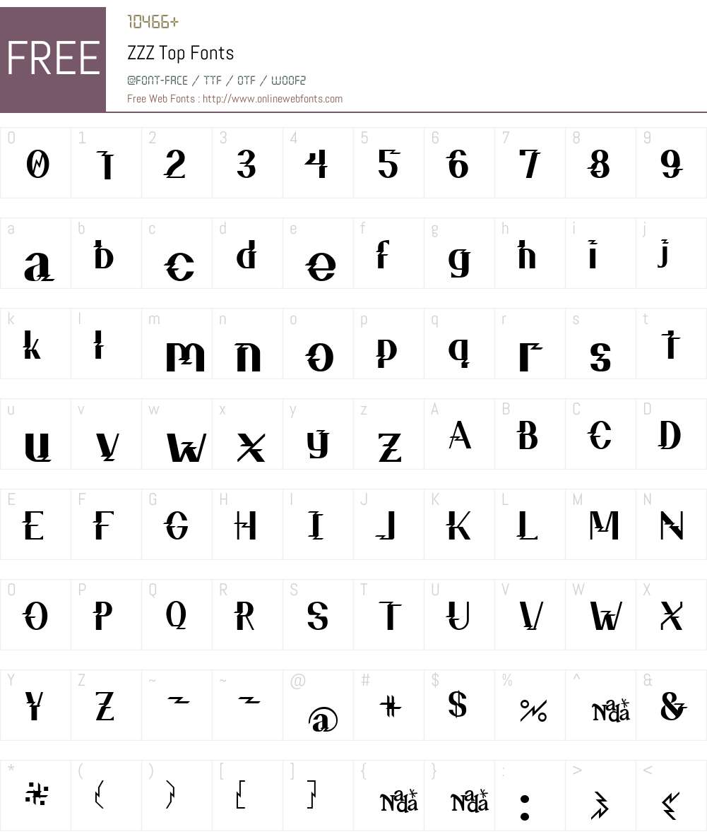ZZZ Top Font Screenshots