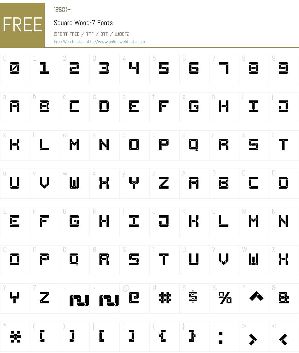 Square Wood-7 Font Screenshots