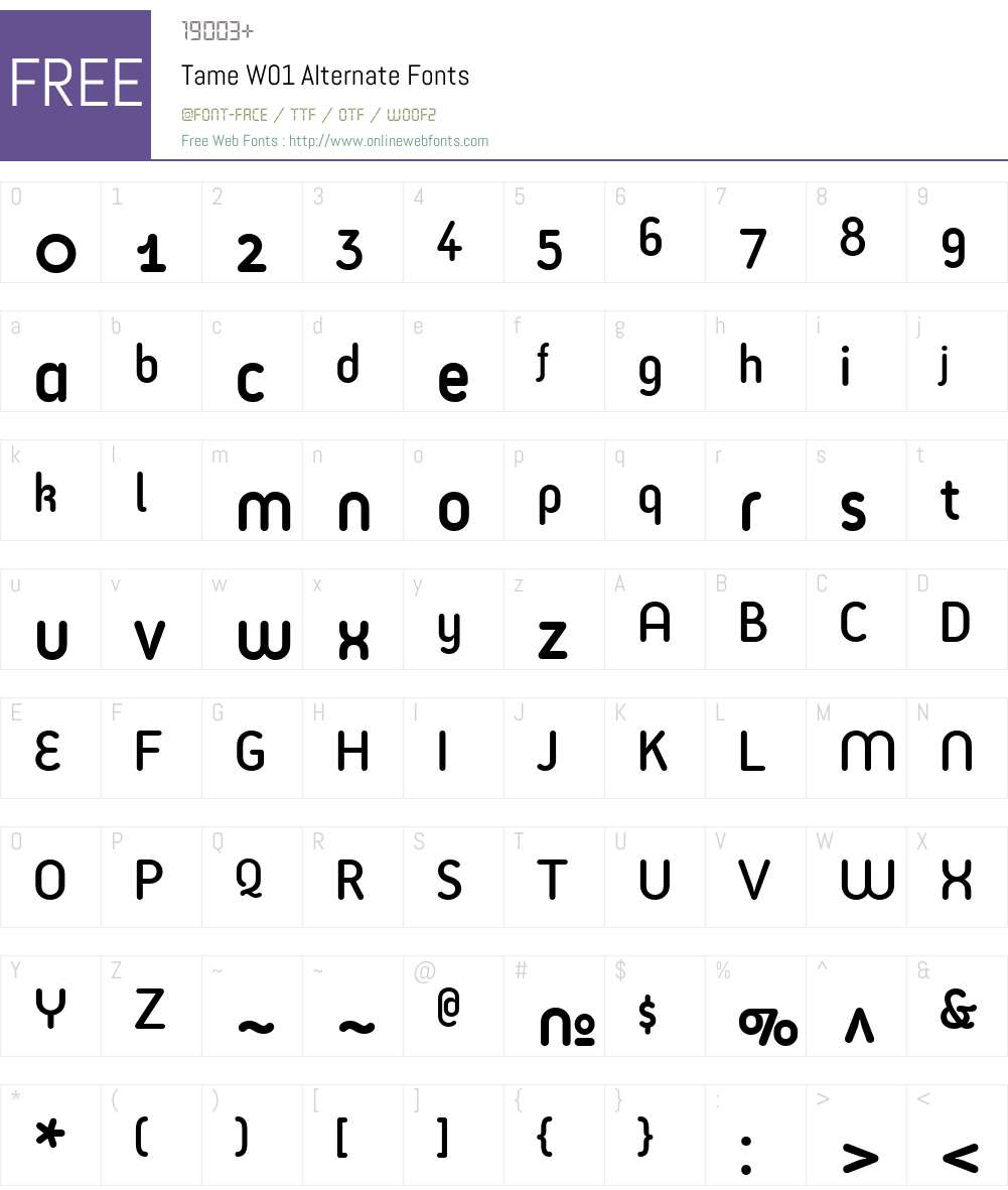 TameW01-Alternate Font Screenshots