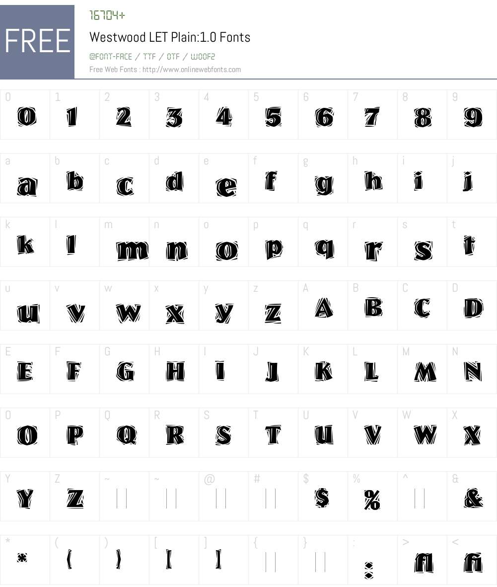 Westwood LET Font Screenshots