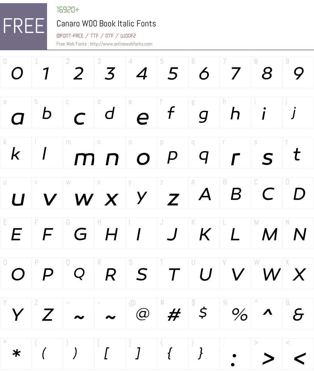 CanaroW00-BookItalic Font Screenshots