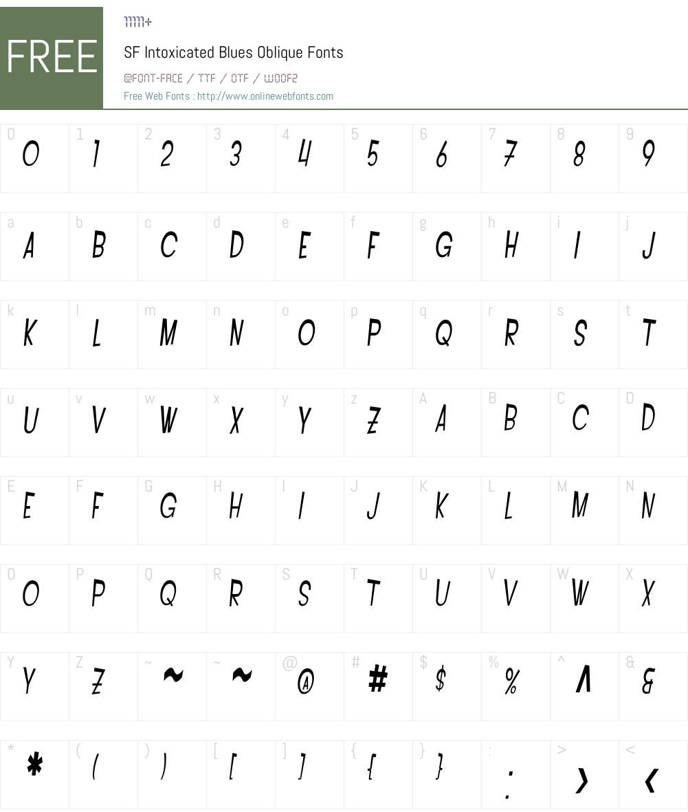 SF Intoxicated Blues Font Screenshots