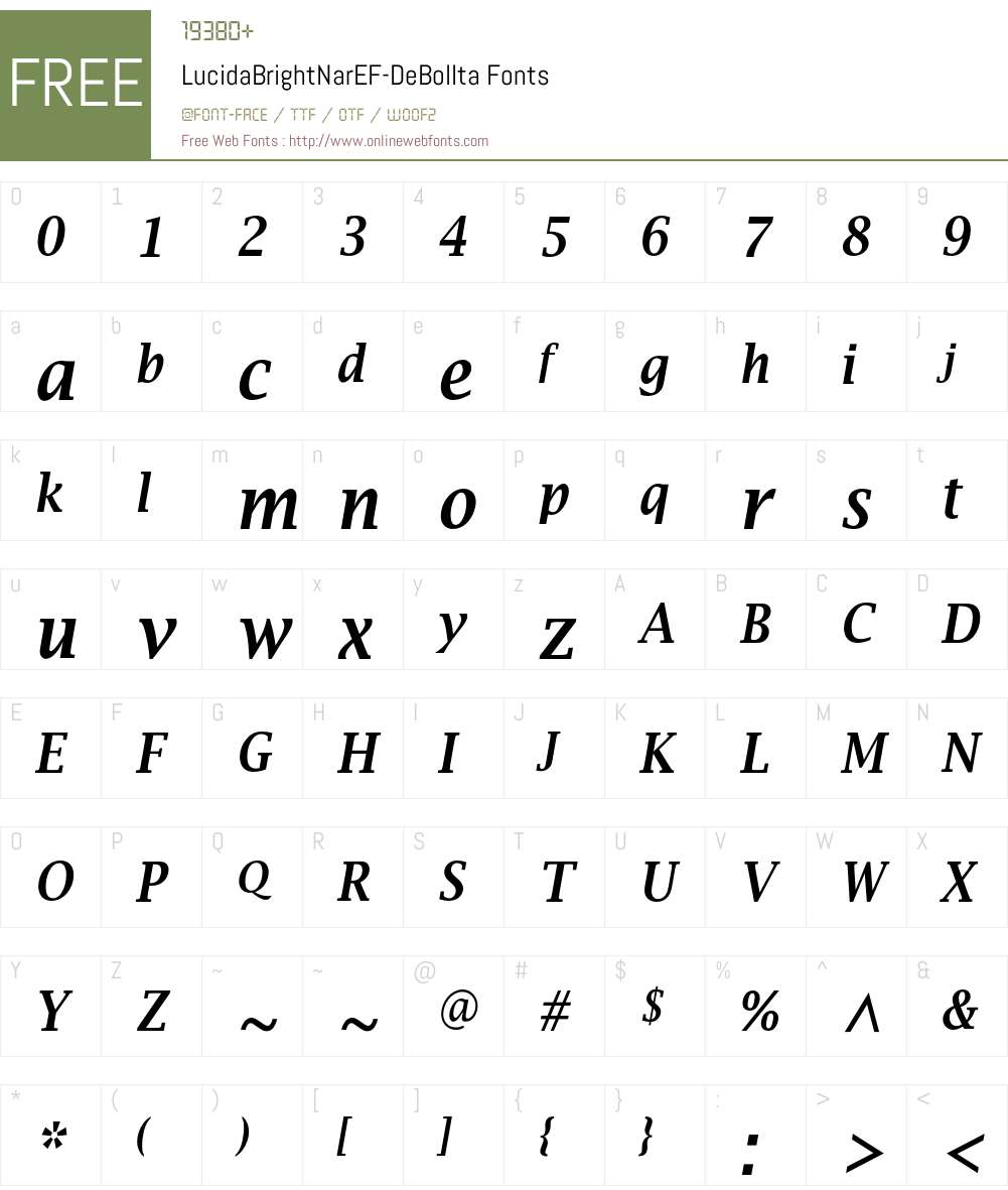 LucidaBrightNarEF Font Screenshots