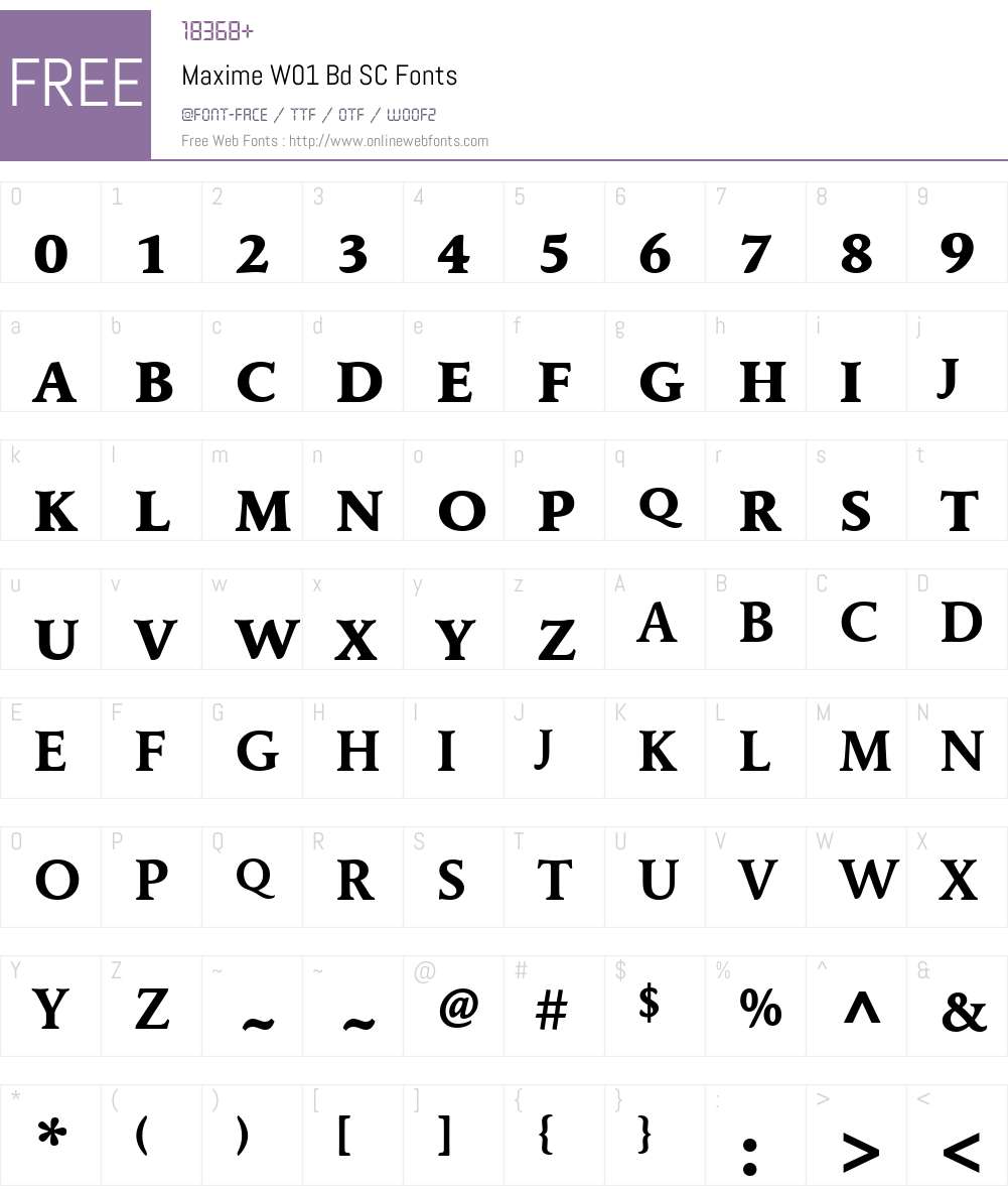 MaximeW01-BdSC Font Screenshots