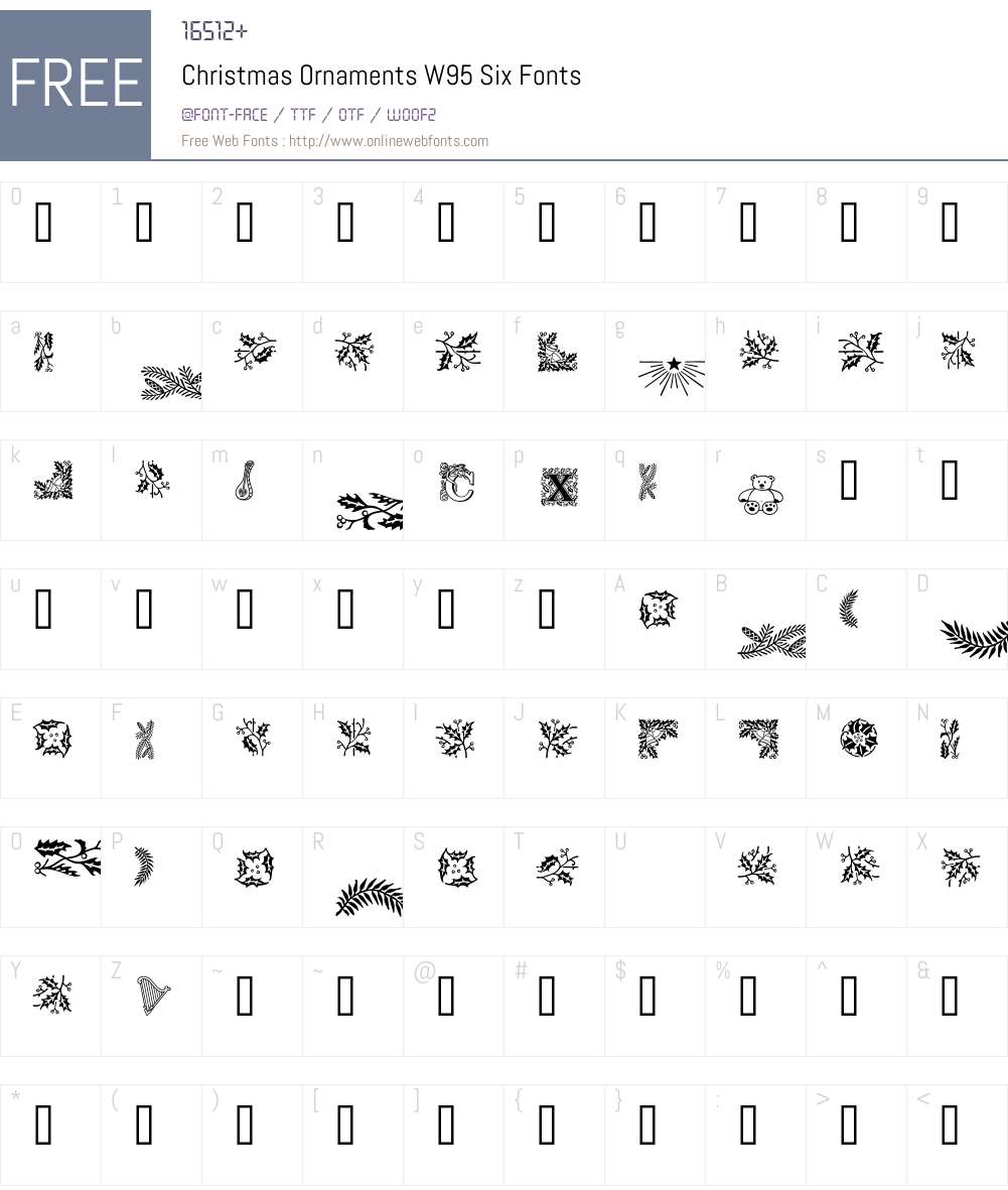 ChristmasOrnamentsW95-Six Font Screenshots