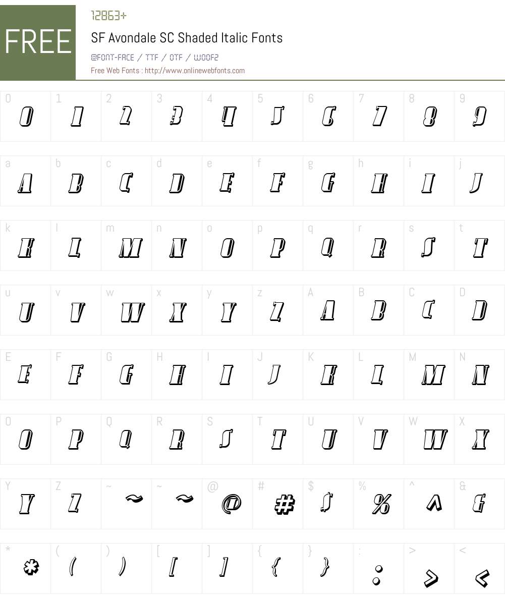 SF Avondale SC Shaded Font Screenshots