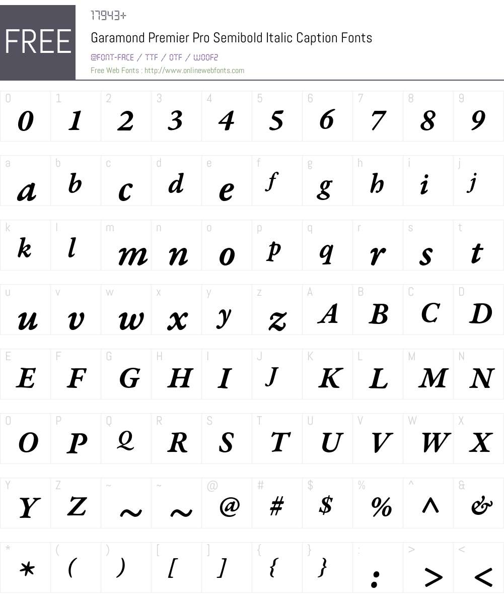 Garamond Premier Pro Font Screenshots