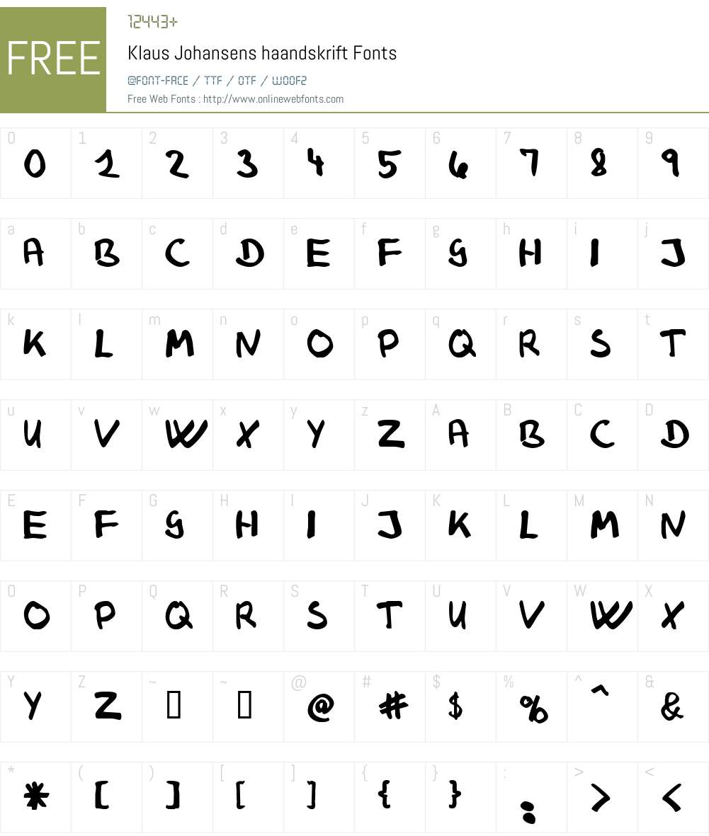 Klaus Johansens haandskrift Font Screenshots