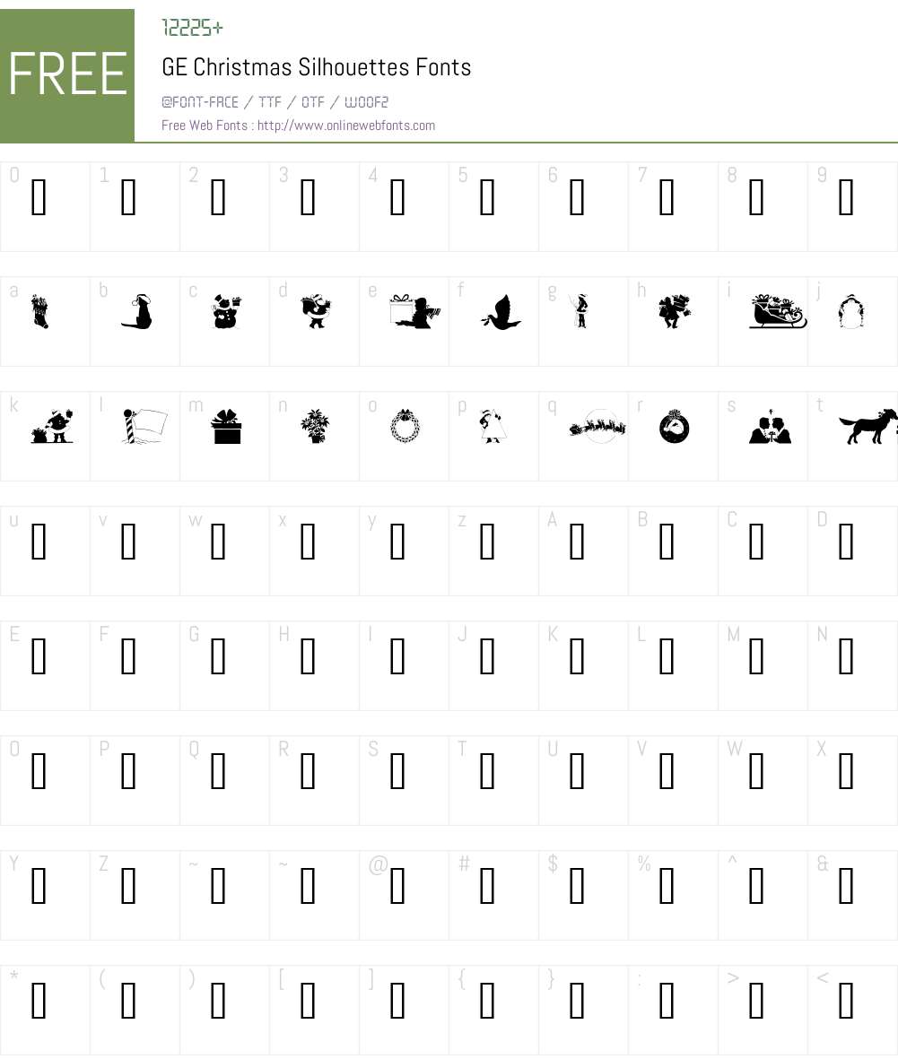 GE Christmas Silhouettes Font Screenshots