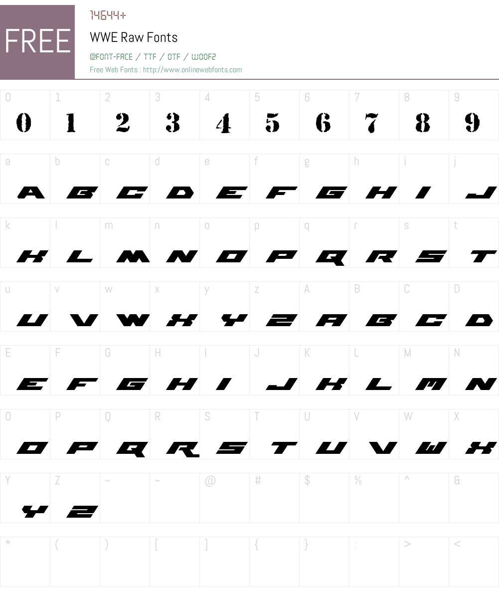 WWE Raw Font Screenshots